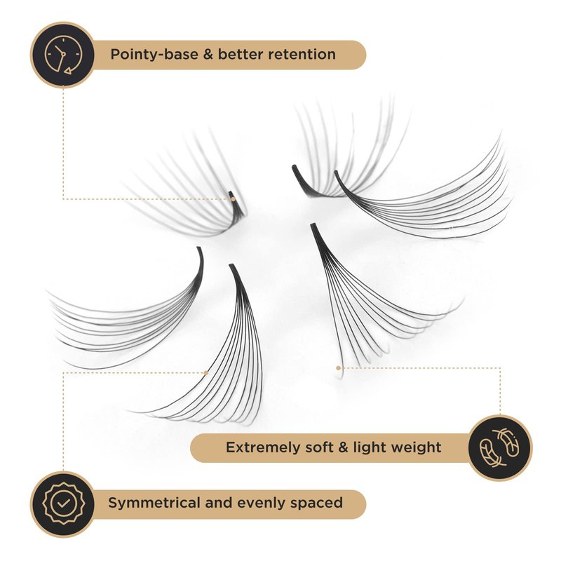 LASHVIEW 1000 Premade Volume Eyelash Extensions Mixed Tray 10D Premade Fans Eyelash Extensions C Curl Premade Lash Fans Pointed Handmade Promade Loose Fans Thin Base (10D-0.07C,9-16mm)