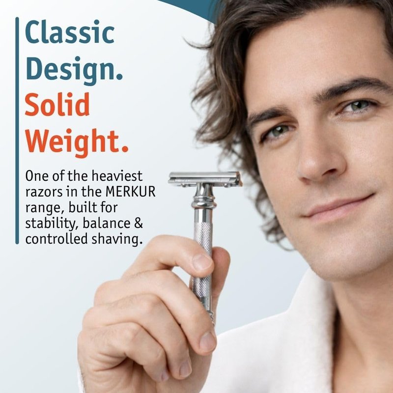 Merkur 38C Double Edge Safety Razor | Chrome Finish, Extra Large Grip, Eco-Friendly Design
