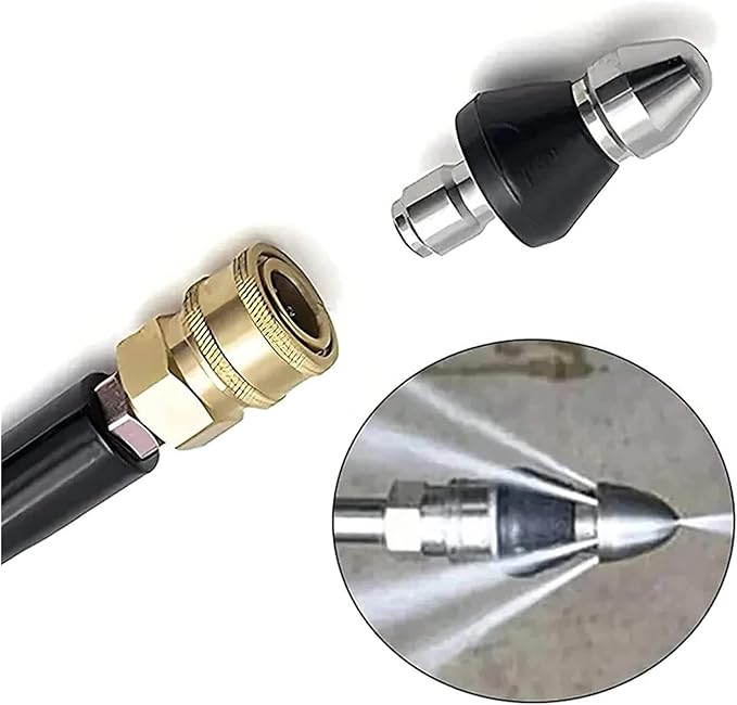 Sewer Cleaning Tool High Pressure Turbo Washer Nozzle Gutter Cleaning Tool Massage Clogged Pipes Opens Clogging Of Sewage Pipes(1 Front 6 Rear)