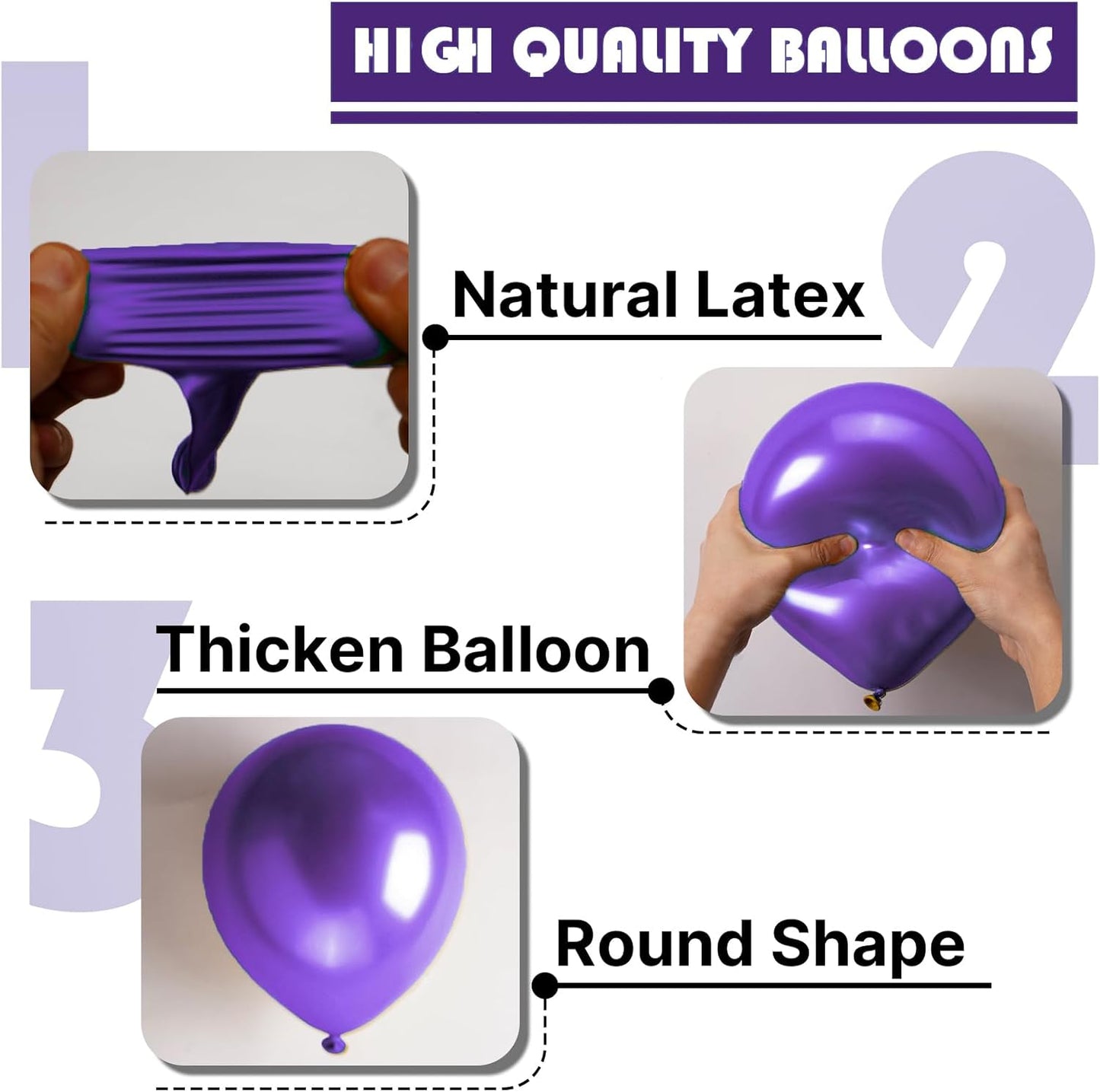 PartyWoo Metallic Purple Balloons - 100 Pcs 12 Inch Chrome Latex Helium Balloons for Celebrations