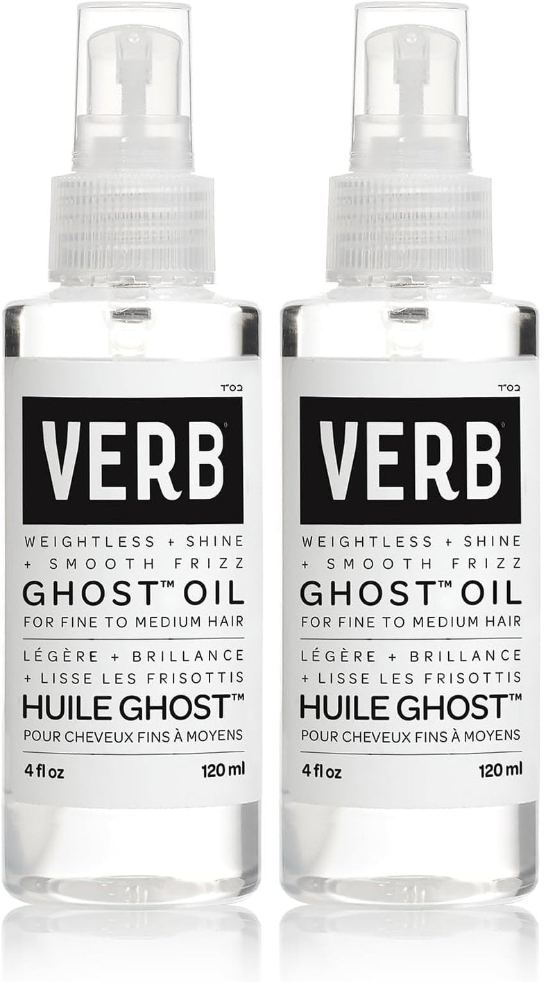 VERB Ghost Oil, 4 fl oz- Weightless Hair Oil for Fine to Medium Hair – Smooths Frizz, Adds Shine – No Parabens, Gluten or Harmful Sulfates, (Pack of 2)