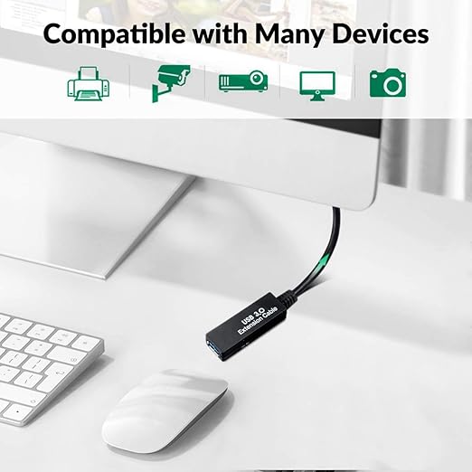 W WDX MAST DYNAPOINT LIMITED 50FT USB 3.0 Extension Cable,Active Type A-Male to A-Female Extender Cord, 2 Signal Boosters,Compatible Oculus Quest 2/3 VR,Printer, Webcam,Xbox, PS4 and More,