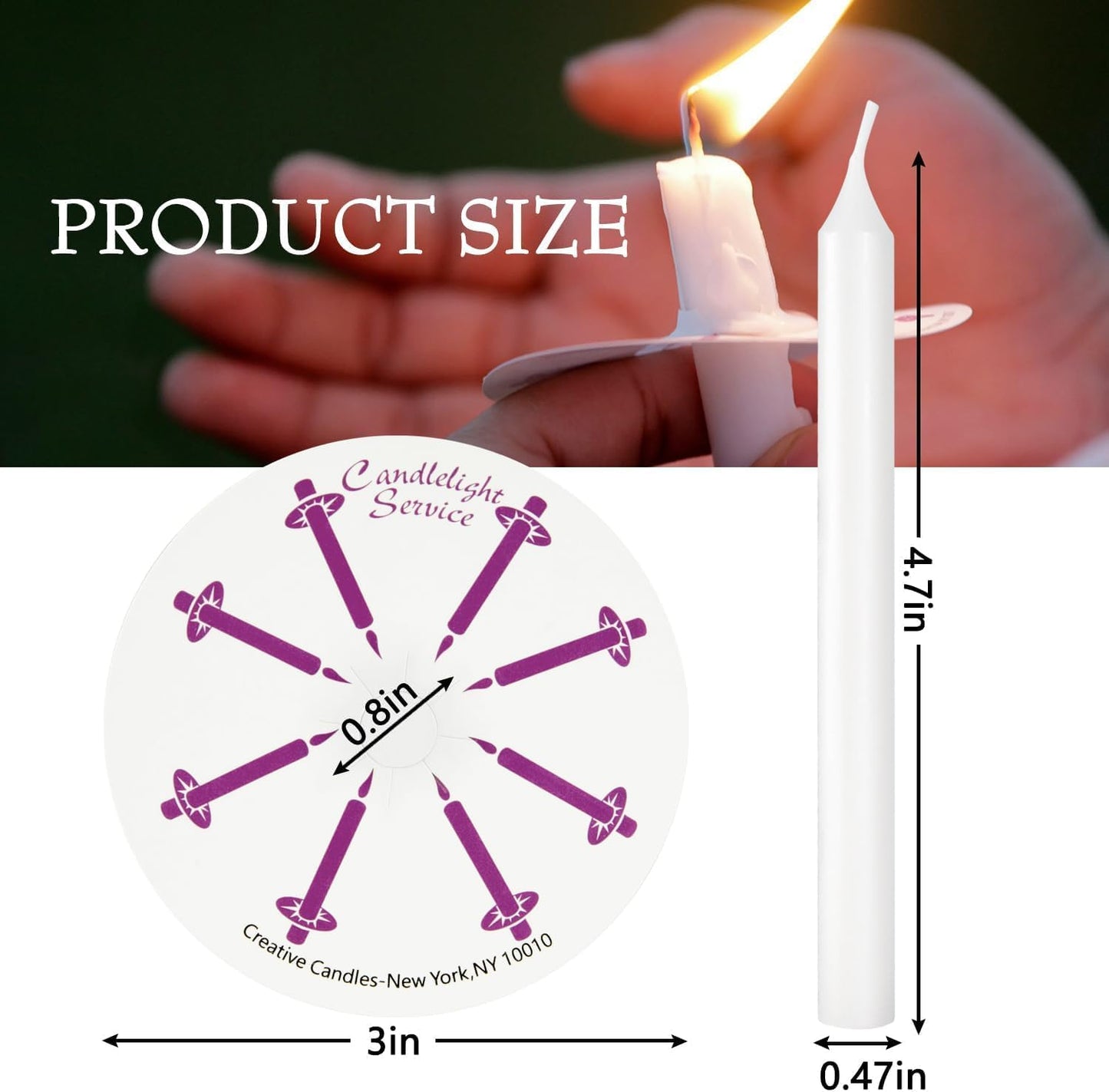YOROXRG Church Candles - 200 Pcs Unscented White with Drip Protectors | 5" H x 1/2" D for Vigil Services
