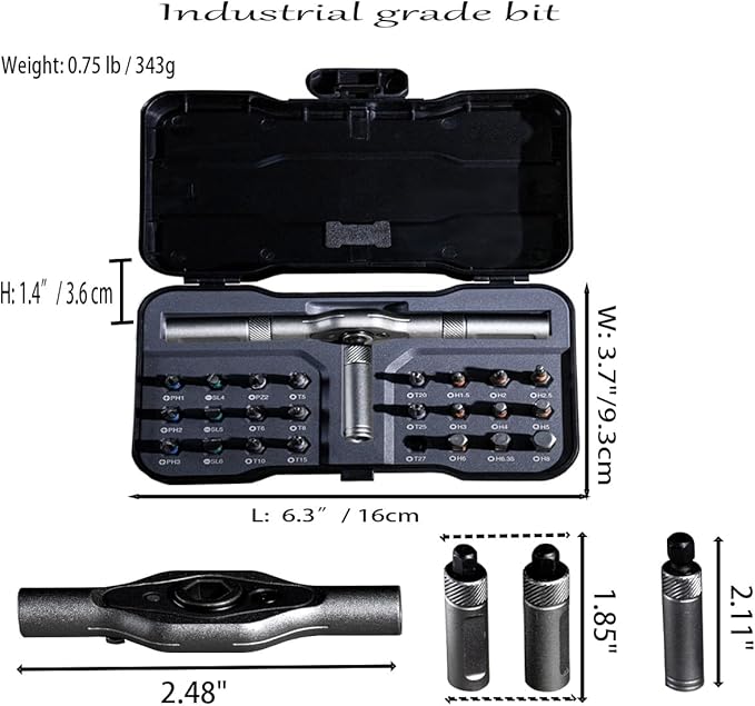 Ratchet Screwdriver Set, 24 in 1 S2 Steel Bits, Magnetic Screwdriver with Detachable Handle and Case for Electronics Repair, Furniture, Computer, Bicycle