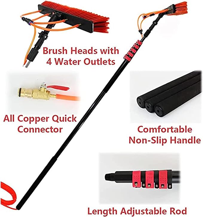 Water Fed Pole Kit,Window Cleaning Water Fed Poles Roof Cleaning Tools,Aluminum Outdoor Window Cleaner Hose,Cleaning Tool for Window Glass Extendable Cleaner Conservatory,7.2m/24FT