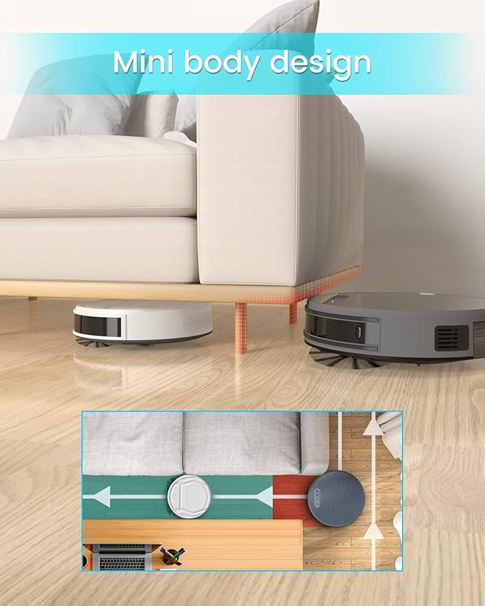 Lefant M210 Pro Robot Vacuum with 2200 Pa Powerful Suction, 6 Cleaning Modes, 120 Mins Runtime, Quiet, Self-Charging, Voice Control, Ideal for Pet Hair and Hard Floor, White