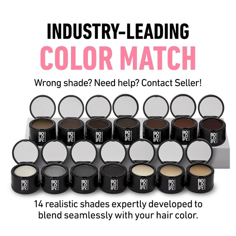 BOLDIFY Hairline Powder - Water-Resistant Root Touch Up Hair Color for Gray Coverage - 24-Hour Stain-Proof, Mess-Free Hair Powder for Thinning Hair - Light Brown