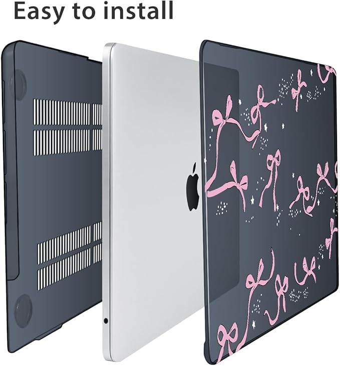 HOHAIYOO Compatible with MacBook Air 13.6 inch Case 2026 2025 2024-2022 Release M5 A3449 M4 A3240 M3 A3113 M2 A2681 with Touch ID, Hard Shell Case&Keyboard Cover&Screen Protector&Webcam Cover, Bows-b