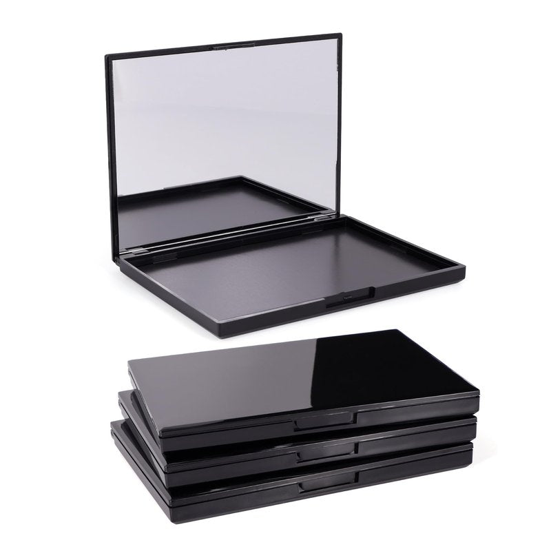 Snowso 3 Pack Magnetic Makeup Palette with Mirror, Empty Travel Makeup Organizer with 60Pcs Adhesive Metal Stickers For DIY Your Own Powder Palette(Medium Palette - 5.7"x4.3")