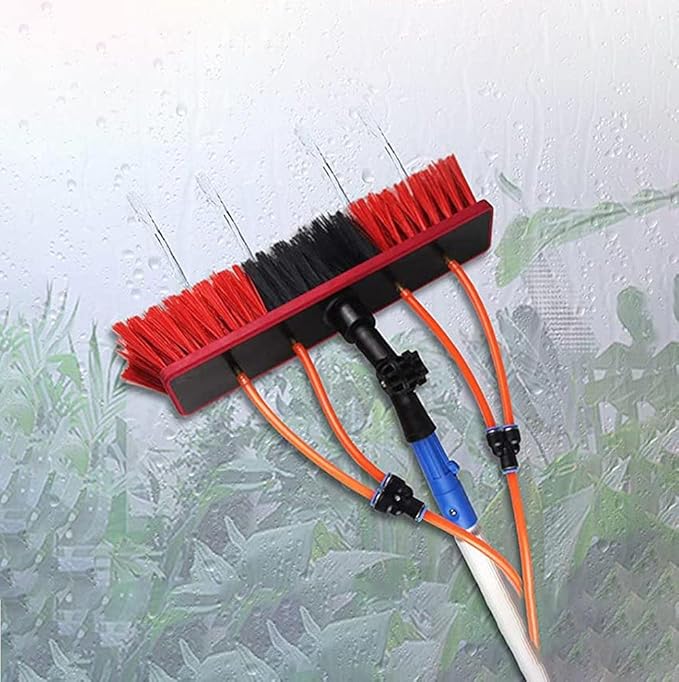 5m Window Cleaning Telescopic Pole, Water Fed Extendable Brush, Suitable for Cleaner Conservatory Roof Photovoltaic Panel Cleaning Extendable Solar Panel Roof Cleaning Tools