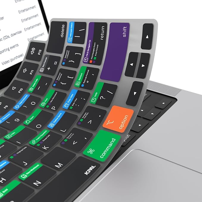 JCPal Microsoft Excel Shortcut Guide Keyboard Cover for Apple MacBook Pro 14 inch / 16 inch (M1–M5), MacBook Air 13 inch / 15 inch (M2–M5) and MacBook Neo (US–Layout)