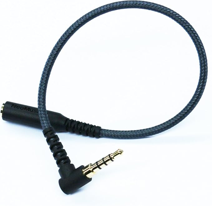 KetDirect 20cm(0.6ft) Right angle 4 pole 3.5mm 1/8 inch male to 4 pole 3.5mm 1/8 inch Female Stereo Audio headphone earphone Extension Cable adapter Cord Tangle-Free Braided wire