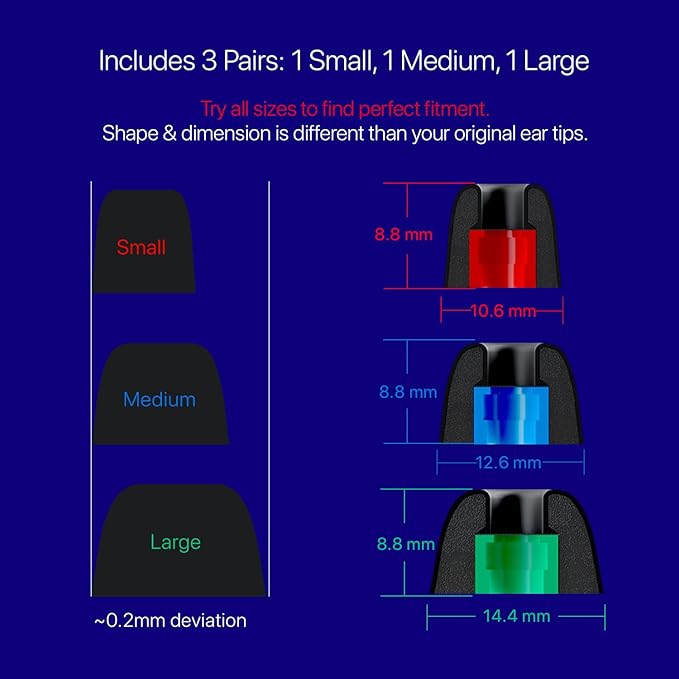 AirFoams Pro Universal Memory Foam Ear Tips w/Silicone Shield Patented for Sony WF-1000XM4, Beat Fit Pro, Beats Studio Buds, Buds 2 Pro, Jabra, Beats Flex. Replacement. Kickstarter. (SML)