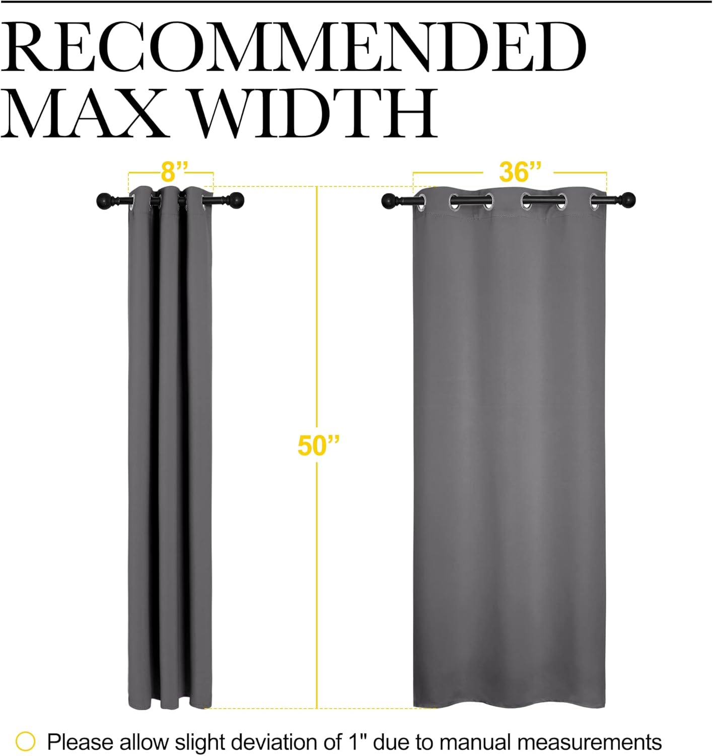 NICETOWN Blackout Curtains - Thermal Insulated Drapery Panels | Solid Ring Top, Gray, 42 x 50 Inches (Set of 2)