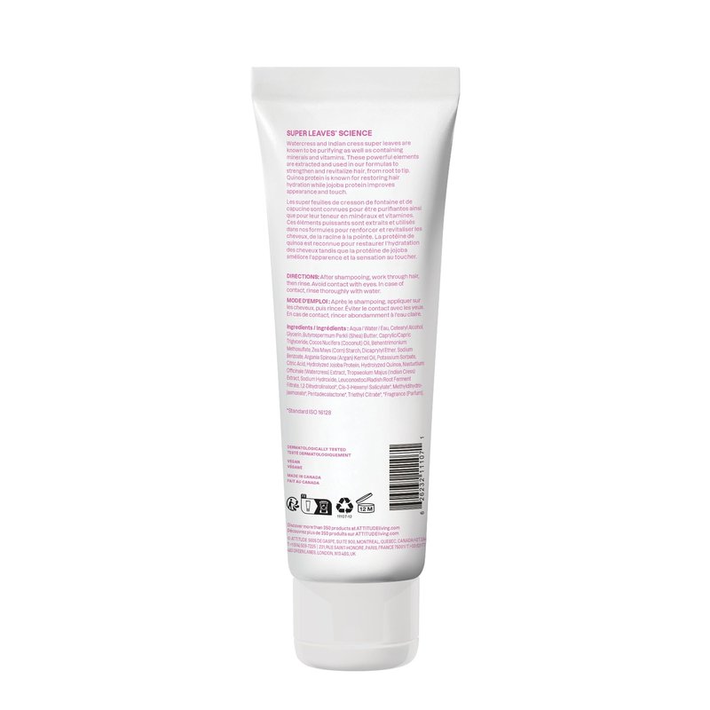 ATTITUDE Moisture Rich Hair Conditioner, For Dry and Damaged Hair, Naturally Derived Ingredients, Vegan Detangler, Dermatologiocally Tested, Quinoa and Jojoba, 8 Fl Oz