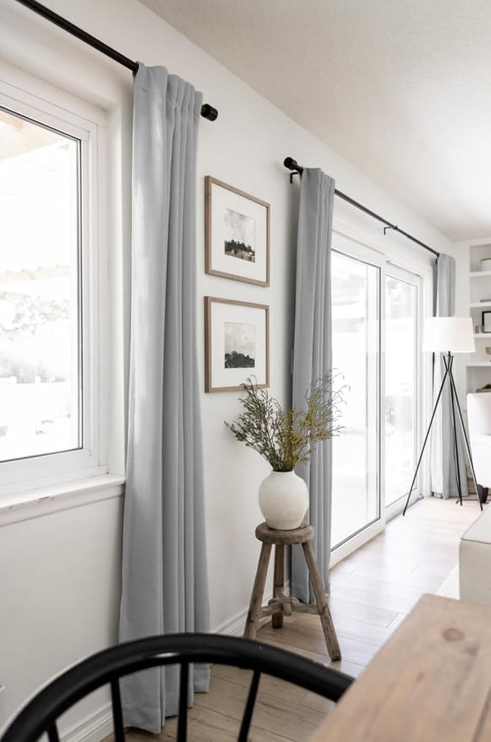 Skiennix 100% Blackout Curtains - Thermal Insulated Linen Drapes, 50" W x 63" L, Grey | 2 Panels Set