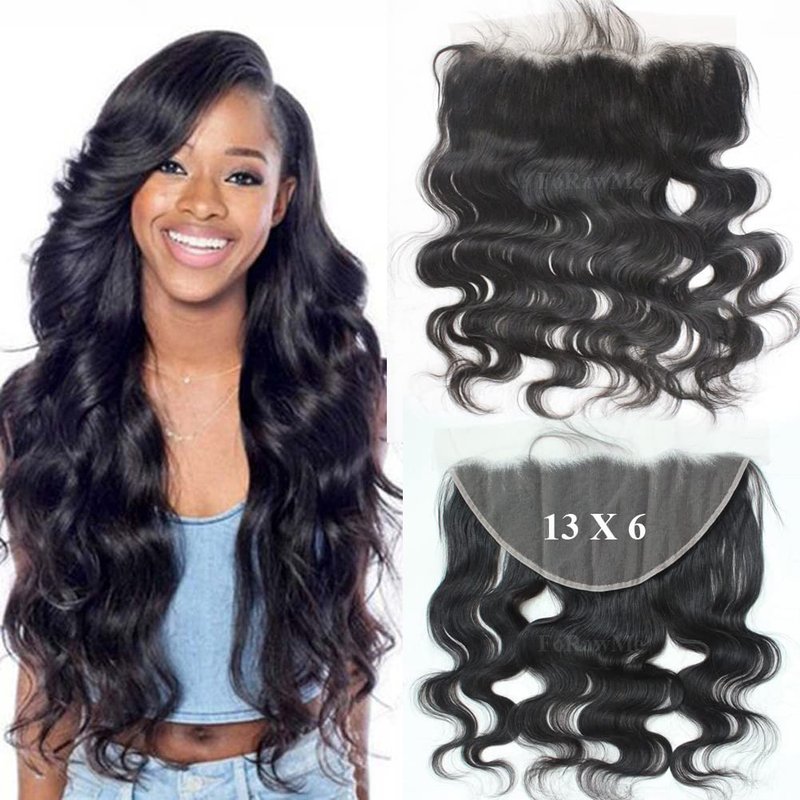 13X6 Ear To Ear Full Lace Frontal Closure - 14 Inch Natural Color, Pre-Plucked Body Wave Human Hair