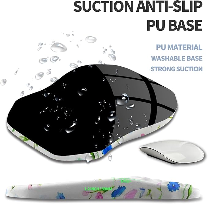 Gleamtide Ergonomic Raised Mouse Pad Wrist Support with Bilateral Slope Memory Foam Mousepad for Wrist Rest and Carpal Tunnel Pain Relief 11.8x7.9〃 Little Flower
