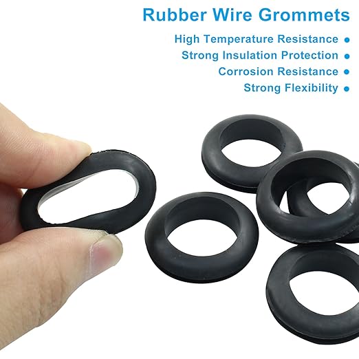 Kyuionty 24 Pcs Rubber Grommets, 3/4" Inside Diameter 7/8" Drill Hole Rubber Wire Grommets for Wire, Firewall, Cables, Plugs