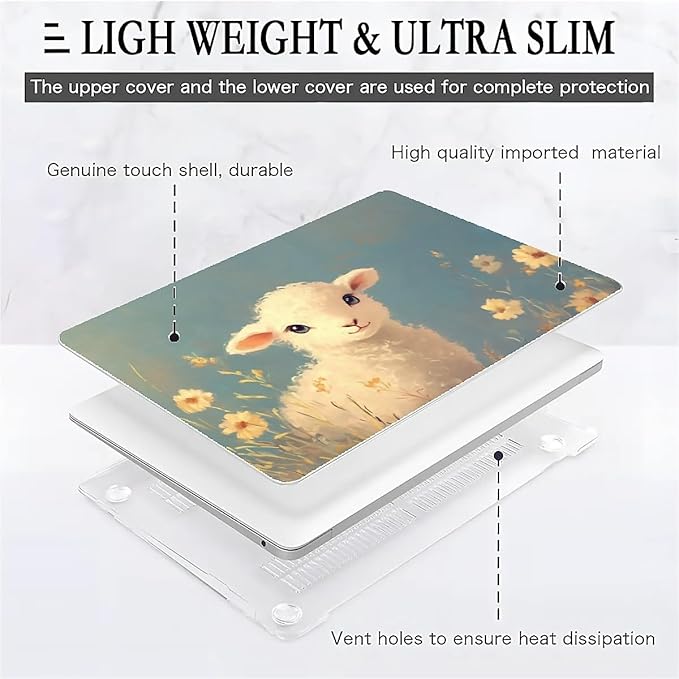 COTAIL Compatible with MacBook Air 13.3 13.6 Inch Case 2022 2021 2020 2019 Plastic Hard Shell Case Cover,13.3 Air (A1932/A2179/A2337), Cute Little Lamb