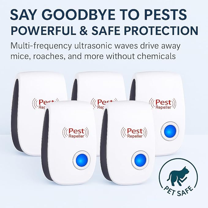Ultrasonic Pest Repeller Indoor with 6 Pack – Human and Pet Safe–Pest Control for Home–Supermarket–Warehouse–Hotel–Restaurant