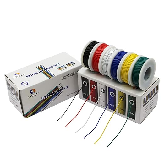 CBAZY Hook up Stranded Wire Kit 20 Gauge 6 Colors 19.6 feet Each Electrical Wire 20 AWG PVC Wire