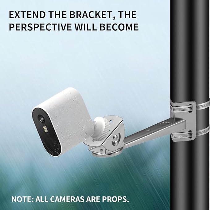 ZT-NET ZT-NET Security Camera Corner Pole Mounting Bracket Stainless Steel Mount with Extension Arm for Surveillance Systems Compatible with CCTV IP Cameras Indoor and Outdoor (Not Included Camera