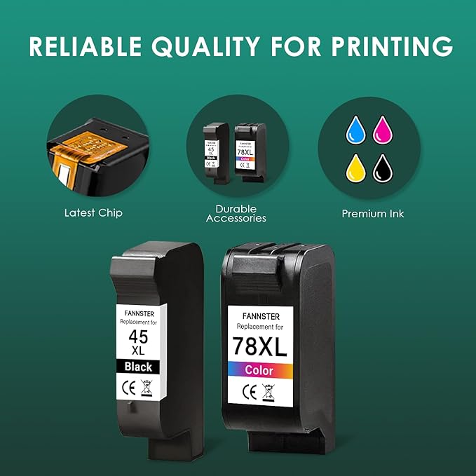 45 78 Ink Cartridge Combo Pack Compatible for HP Deskjet 1220c-ps 930C 952C 970