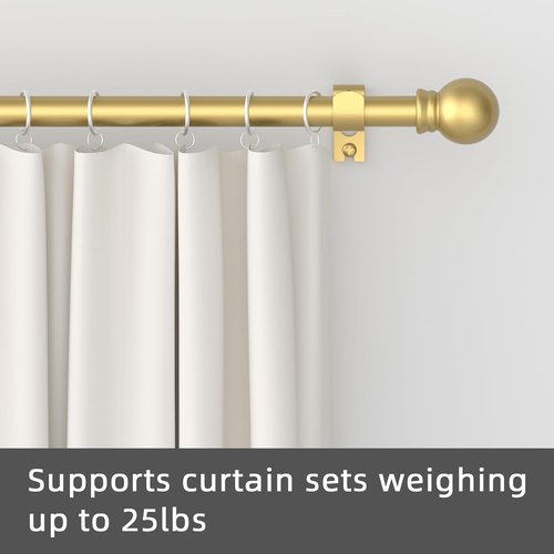 GXOACKJ Gold Curtain Rods - Heavy Duty 5/8 Inch Metal Set for Windows 32 to 62 Inch | 2 Pack with Brackets