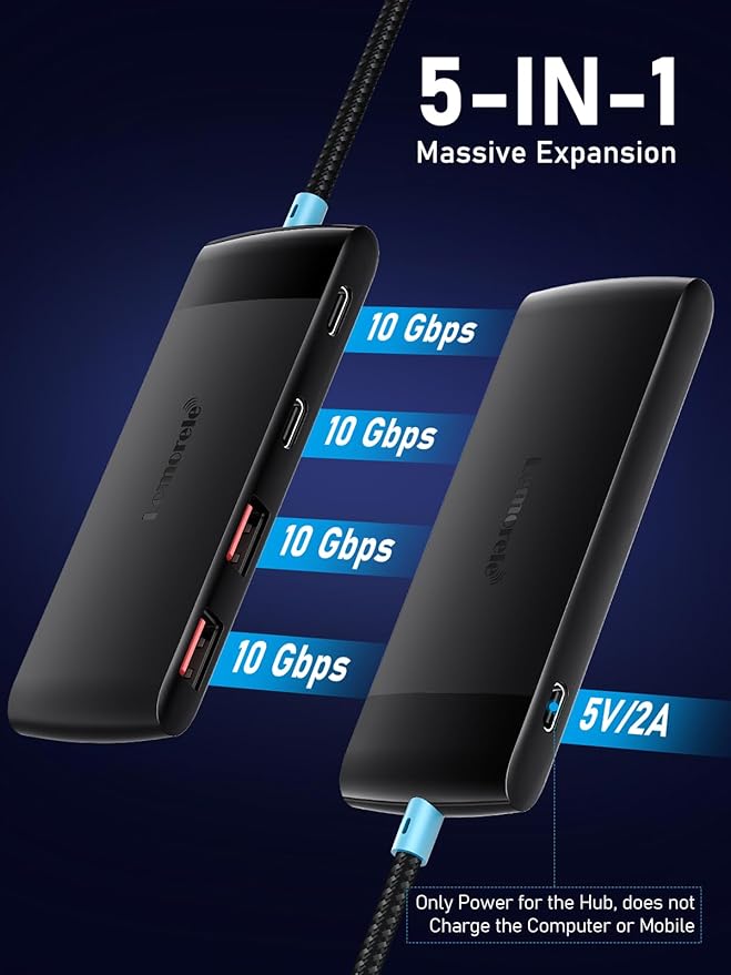 USB C Hub with 10Gbps 2 USB3.2 & 2 USB C 3.2, Charging Port,HDMI to USB C Dongle Multiport Digital AV Converter for MacBook Pro/Air, iPad, Tablets, Switch,