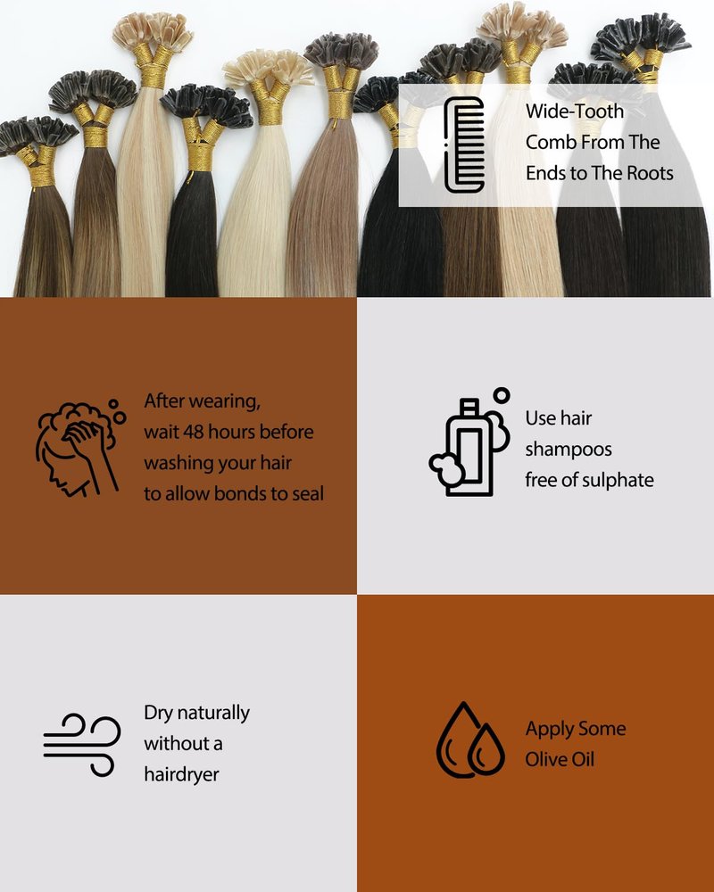 U Tip Hair Extensions - Real Human Hair, Darkest Brown, 14 Inch | Keratin Fusion, 40g, Natural Straight