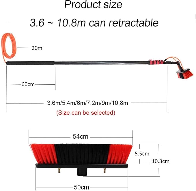 6m Solar Panel Cleaning Brush and Pole,Photovoltaic Panel CleaningTrucks Windows Water Fed Extendable Brush Roof Cleaning Tools Conservatory roof Cleaner,50cm-1 Count