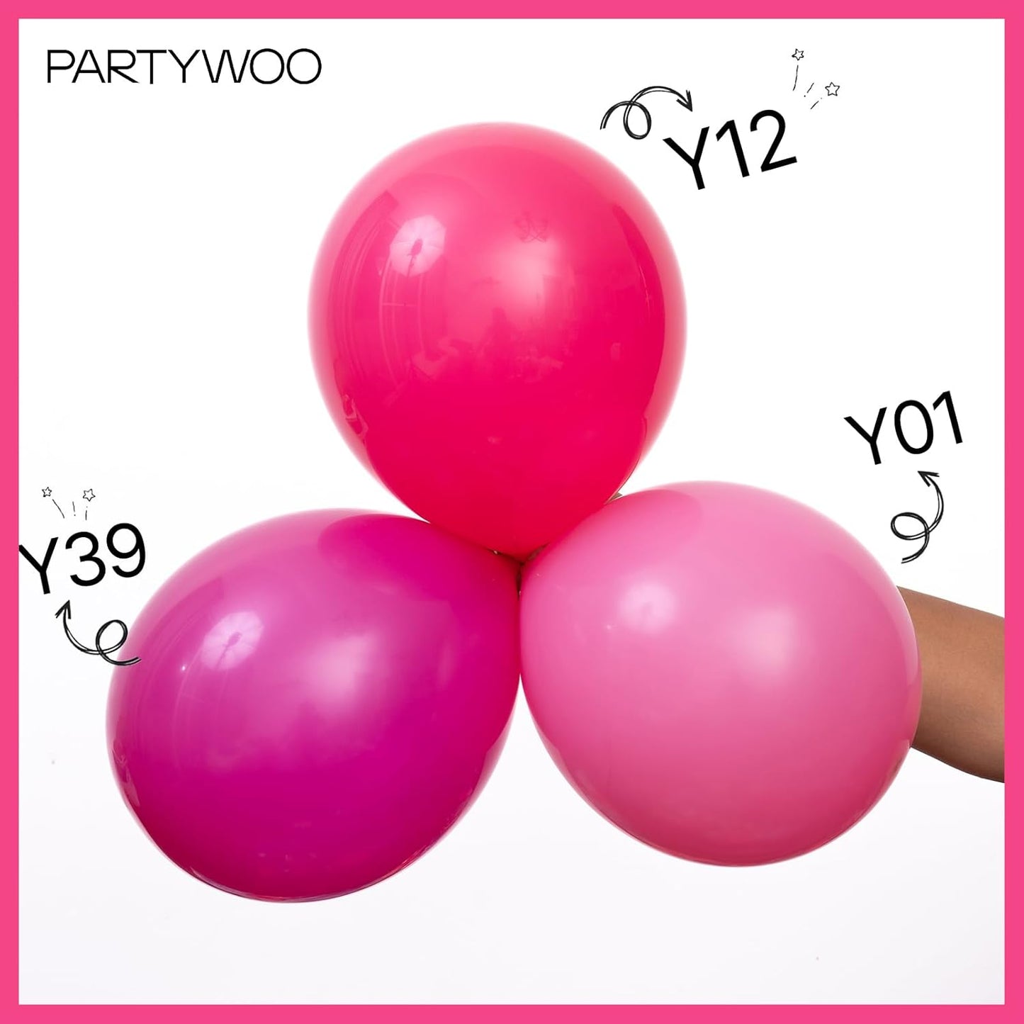 PartyWoo Hot Pink Balloons - 128-Piece Magenta Balloon Arch Kit for Weddings & Birthdays | Various Sizes 5-18 Inch