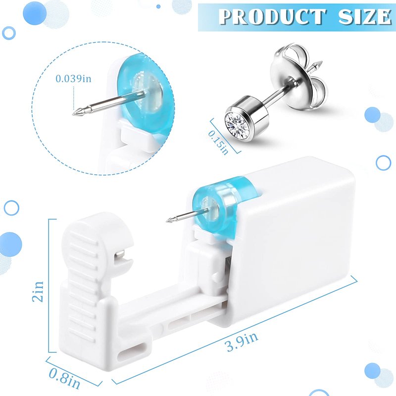 Chumia 24 Pieces Self Ear Piercing Tool Disposable Kit Household Ear Piercing Tools Safety Portable Nose Tools with 24 Pieces Crystal Earring Studs(Silver Earring)