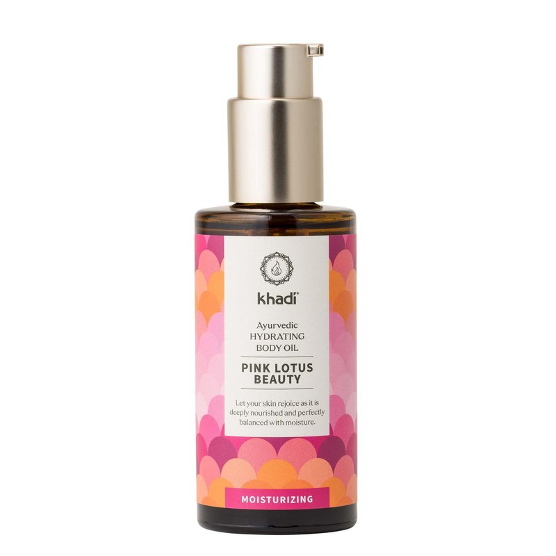 khadi PINK LOTUS BEAUTY Ayurvedic Hydrating Body Oil - Balancing & moisturizing sensual oil - 100% plant-based & natural - 3.38 fl oz