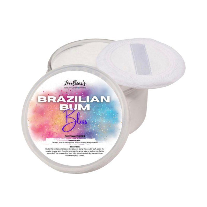 JerrBear’s Brazilian Bum Bliss Dusting Powder, Talc Free Body Formula for Women, Soft Scented Skin Care, Gentle Powder for Daily Freshness, (4oz Jar)