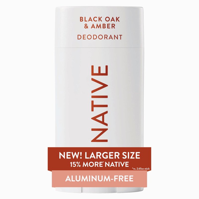 Native Aluminum Free Deodorant, Black Oak & Amber, Large Size Stick, 72 Hour Odor Control, for Women & Men, Contains Naturally Derived Ingredients, 3.1 oz
