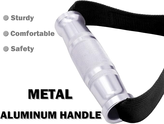 J Bryant Fitness Metal Gym Handles for Cable Machine Attachment Heavy Duty Aluminum Alloy Handle Grips Durable Workout Handles for Resistance Bands Pulley LAT Pull Down System (Black Thick)