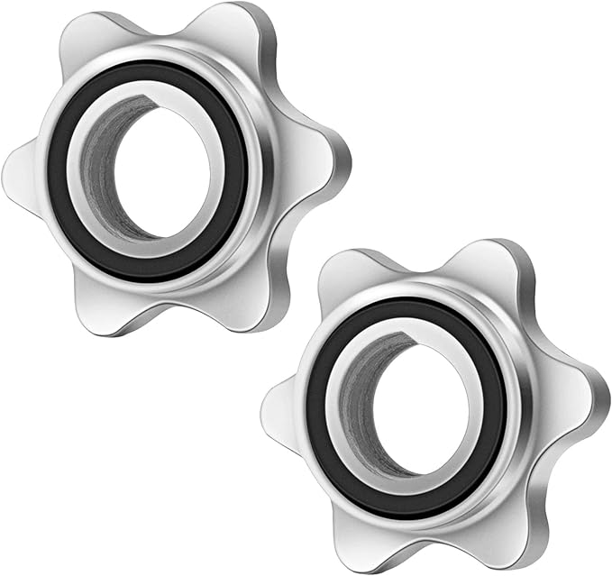 Lamoutor 2Pcs Anti-Slip Hex Nut 25mm Collar Screw for Barbell Dumbbell Weight Lifting (Silver 2pcs)