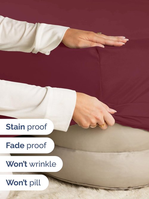 Extra Deep Queen Fitted Sheet - Hotel Luxury Single Fitted Sheet Only - Easily Fits 18 inch to 24 inch Mattress - Ultra Soft, Wrinkle & Fade Free w/Extra Deep Pockets - Breathable & Comfy - Burgundy