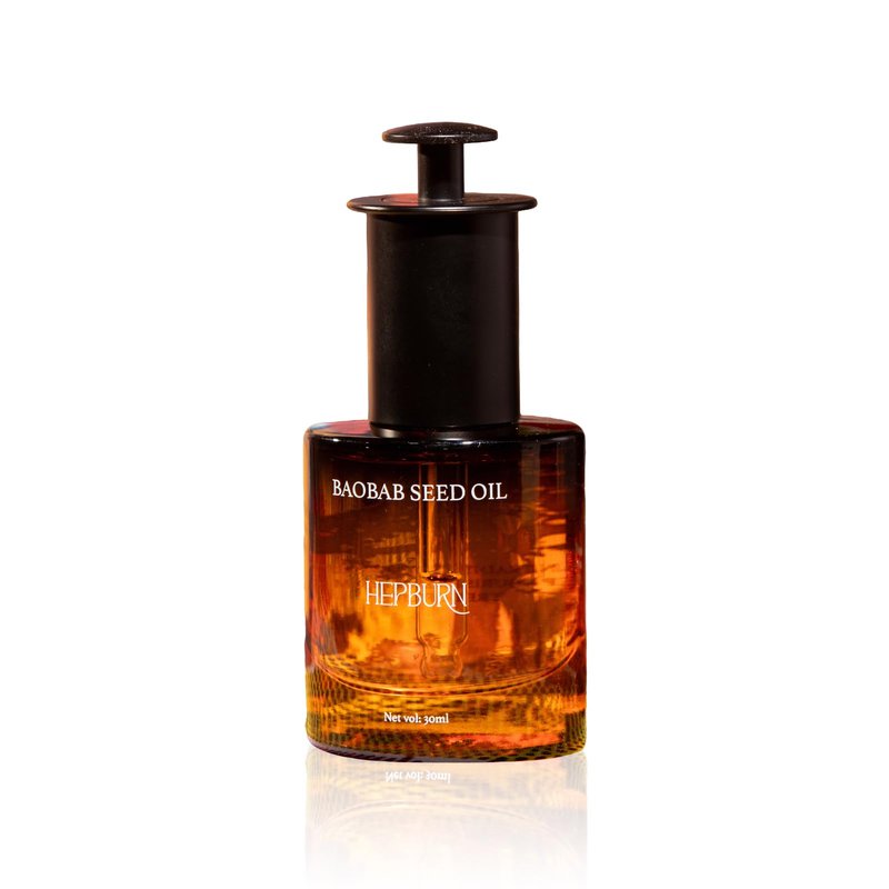 HEPBURN Baobab Seed Oil â 30ml | 100% Cold-Pressed, Natural Moisturizer & Nourishing Carrier Oil for Face, Body & Hair | Anti-Aging, Repairing, Soothing | Dropper Glass Bottle