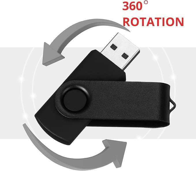 DataOcean 2 Pack 64GB USB 2.0 Flash Drive Memory Stick Thumb Drives Swivel Design(2 X 64GB: Black Silver)