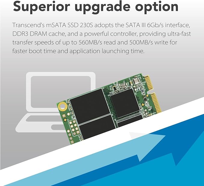 Transcend MSA230 128GB mSATA SSD with Dram Cache, Up to 550MB/s, Mini SATA III 6G/s Internal Solid State Drive for Ultrabook/Desktop/Tablet/PC/GPS/Server, 3D TLC NAND Flash, LDPC Error Correction, ECC