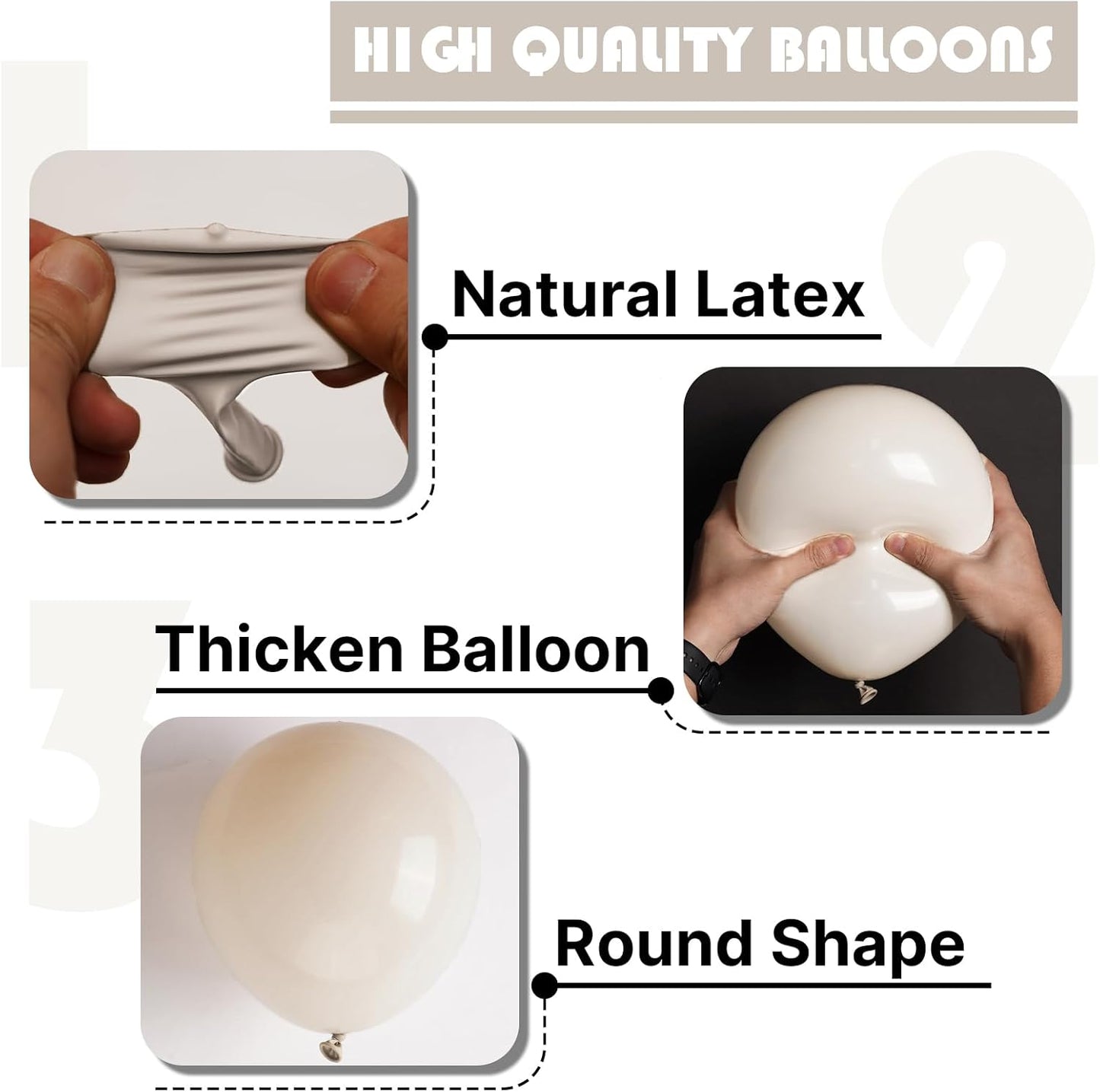 PartyWoo White Sand Balloons - 152-Piece Boho Balloon Arch Kit in Off White, Beige & Cream for Weddings, Baby Showers & Birthdays