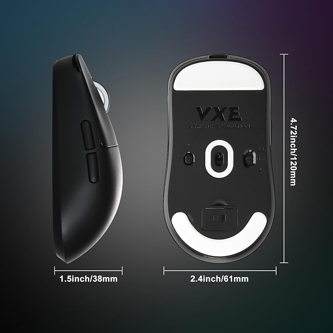 MIKIBY R1 SE+ Gaming Mouse, 18000 DPI, High-Precision PAW3395 SE Sensor,55g Lightweight, Tri-Mode 2.4G/BT5.0/USB-C Mouse, Programmable Ergonomic Mouse for Laptops/PC/Mac (Black)