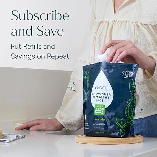 Puracy Dishwasher Pods, Natural Dishwasher Detergent, Free & Clear Dish tabs - Enzyme-Powered, Spot & Residue Free - TikTok Trend Items, Must Haves from TikTok Made Me Buy It (Citrus Skies, 18 Count)