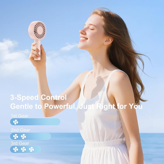 Mizong Mini Fan Portable Handheld Fan USB Rechargeable Personal Fan with Base 10H Long Lasting Battery Mini Pocket Cooling Fan for Desktop Travel Outdoor Vacation Concert Lash Makeup Use