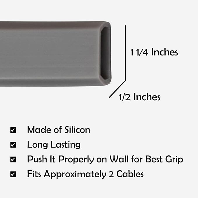 TV Cord Hider – Flexible Wall Cord Cover Slim Design Silicone Cable Raceway - Self Adhesive, Cut to Size Design for Hiding Wires on Wall - Clean Home Setup Cable Concealment (Grey, 10 Feet)