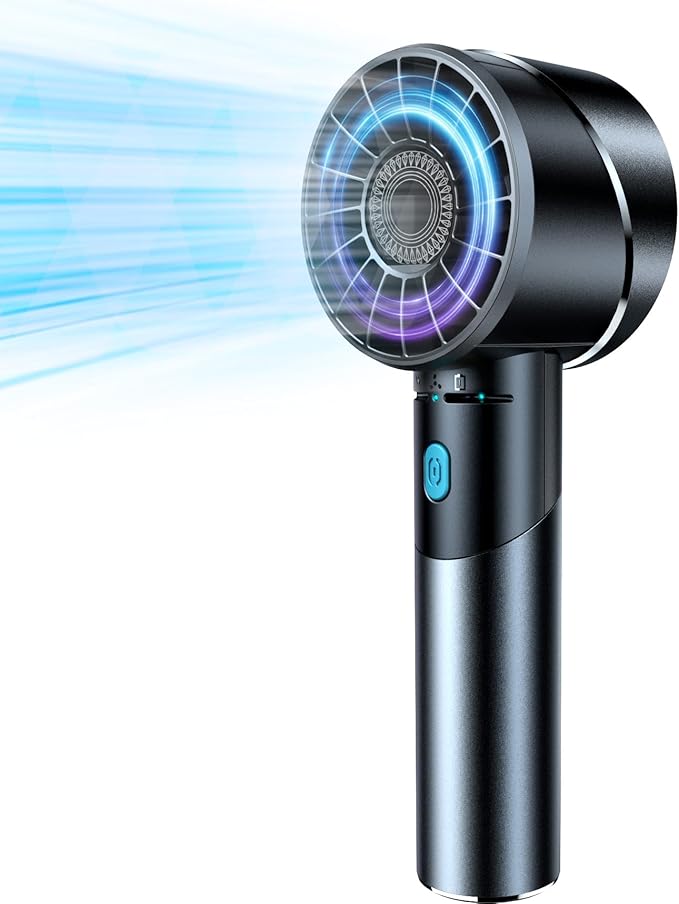 Handheld Fan, Mini Small Portable Turbo Fan, USB Type-C Rechargeable with 4 High Speeds Personal Fans, Max 16 Hours Working Time, Small Hand Fan for Travel, Camping, Office, Home, Outdoor - Grey, G3