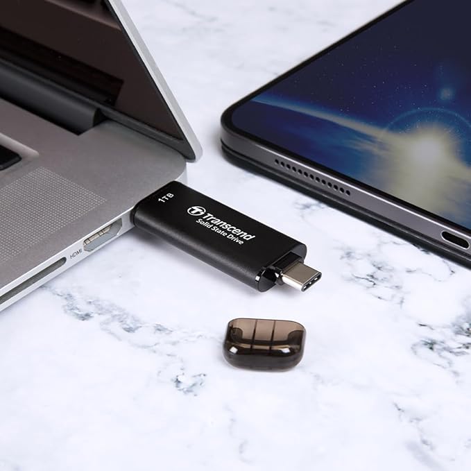 Transcend ESD310 256GB External SSD, Up to 1,050MB/s, Dual USB Flash Drive for iPhone/iPad/Mac/Windows, Android/Tablet/PC, USB 3.2 Gen 2 Thumb Drive Photo Stick, 2-in-1 Type C &Type A Memory Stick